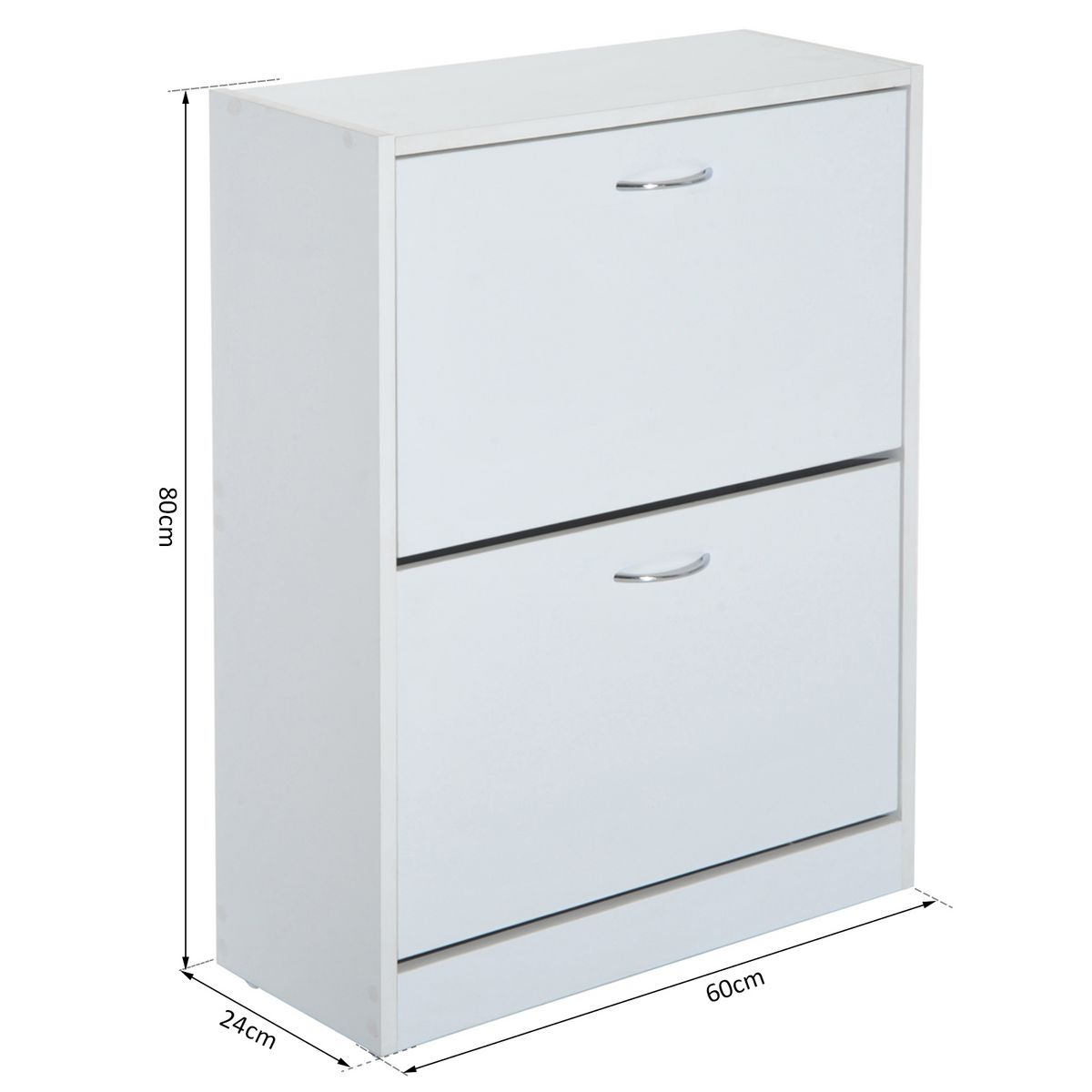 HOMCOM Armoire à chaussures meuble à chaussures dim. 60L x 24l x 80H cm 2 portes abattantes blanc