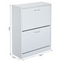 Voir la diapositive 2 : HOMCOM Armoire à chaussures meuble à chaussures dim. 60L x 24l x 80H cm 2 portes abattantes blanc