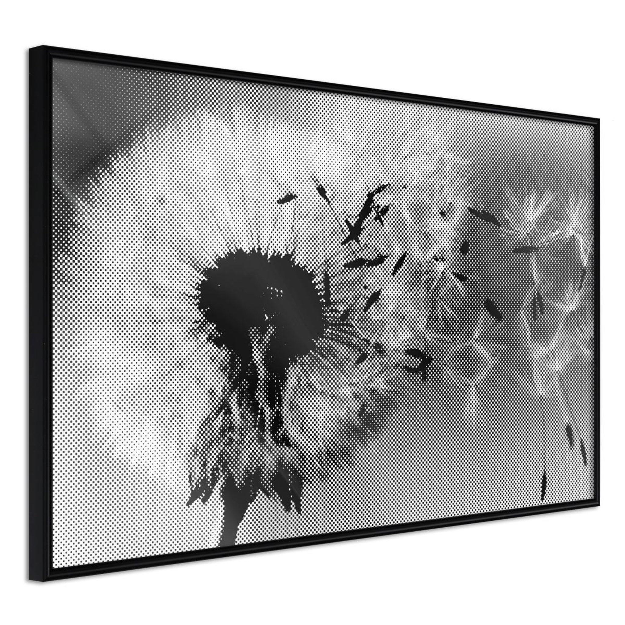 Paris Prix Affiche murale encadrée  dandelion in the wind. Coloris disponibles : Jaune, Noir