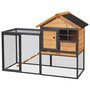 Voir la diapositive 1 : PAWHUT Clapier cage à lapins cottage - niche supérieure avec rampe et enclos extérieur - plateau excrément, fenêtre, 2 portes verrouillables - métal époxy pin pré-huilé