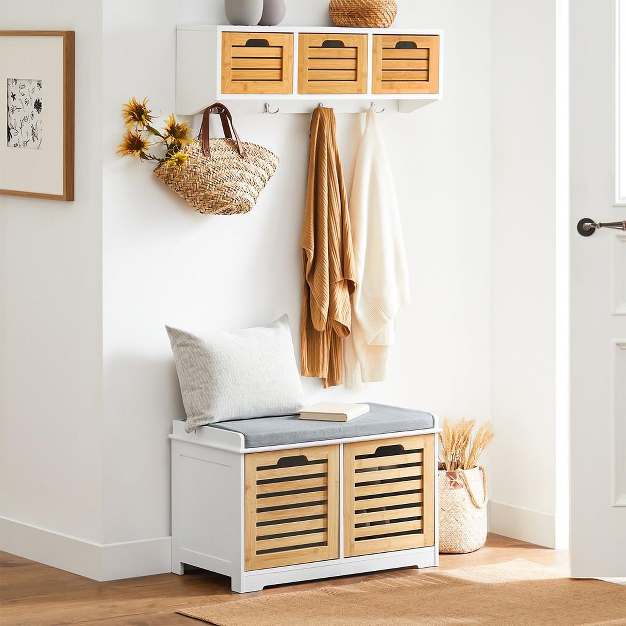 Voir la diapositive 2 : SOBUY SoBuy - Banc de rangement à chaussures avec deux portes - Moderne - FSR23-II