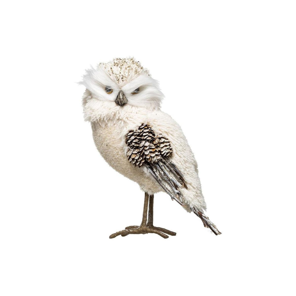 FEERIC LIGHT & CHRISTMAS Hibou avec Paillettes  Cocon  23cm Beige & Or