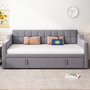 Voir la diapositive 4 : MERAX Lit banquette gigogne rembourré 90x200cm velours coloris gris