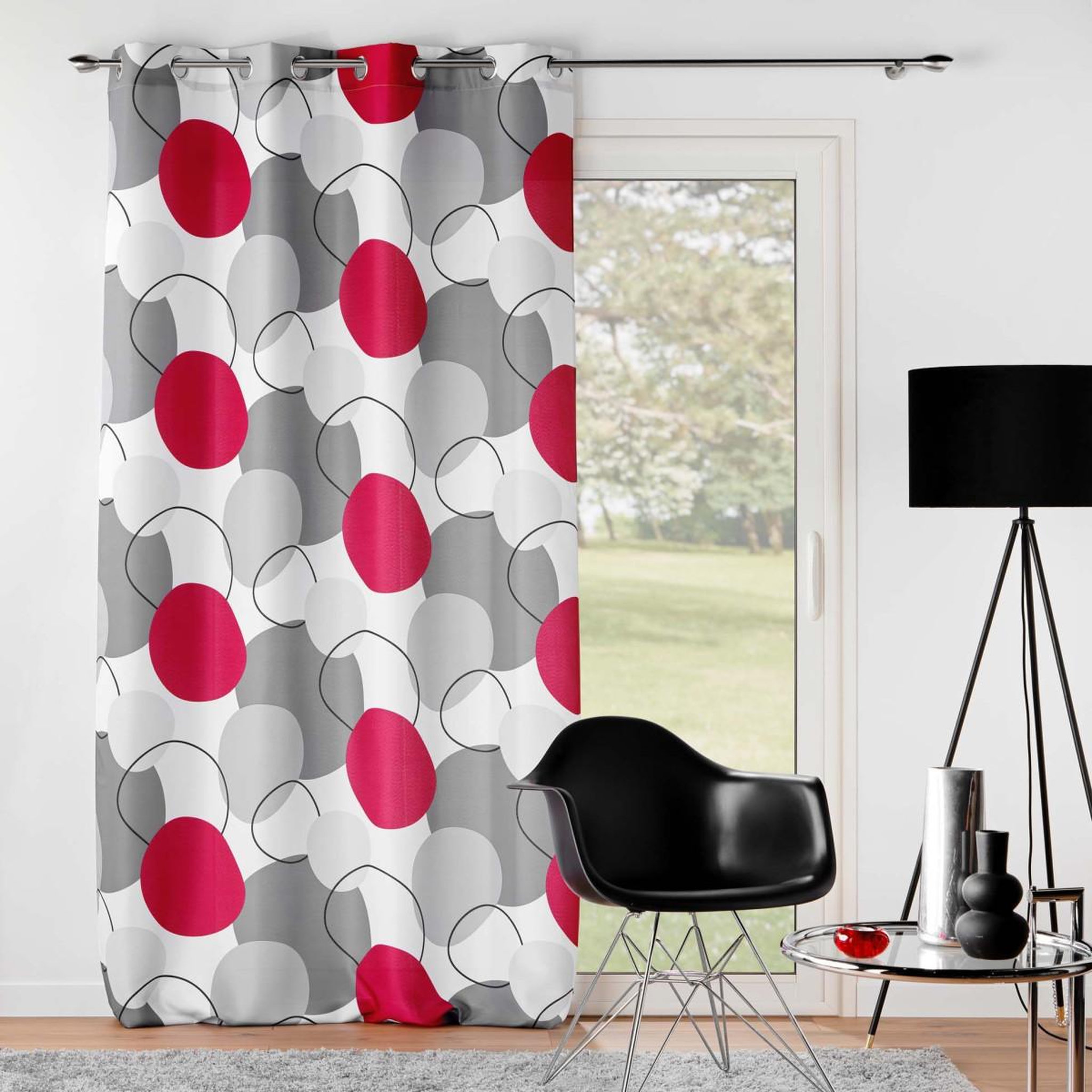Voir la diapositive 4 : Douceur d'Intérieur Rideau à œillets imprimé  merlin  140x260cm gris