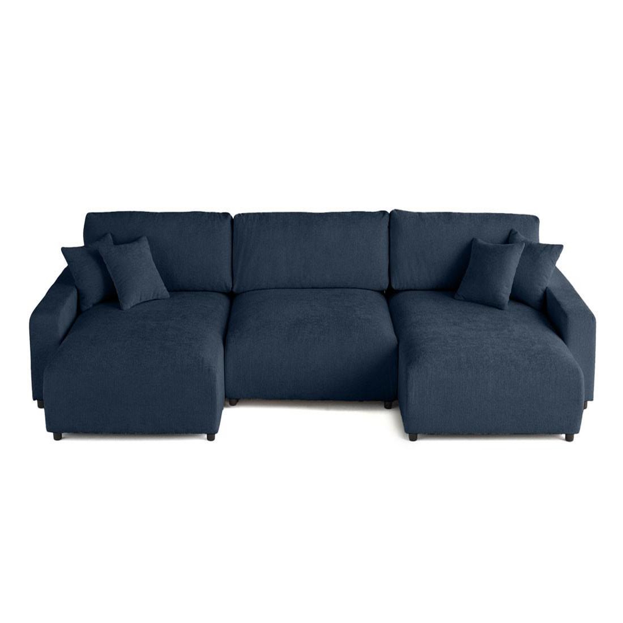 Voir la diapositive 1 : BEST MOBILIER Pivoine - canapé panoramique en u - 7 places - convertible avec coffre - en velours texturé