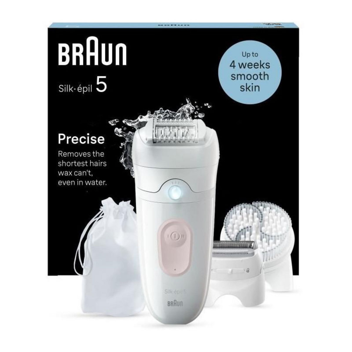 BRAUN Épilateur électrique - BRAUN - Silk-épil 5 - Épilation facile - Peau douce longue durée - 5-060 - Blanc / Rose