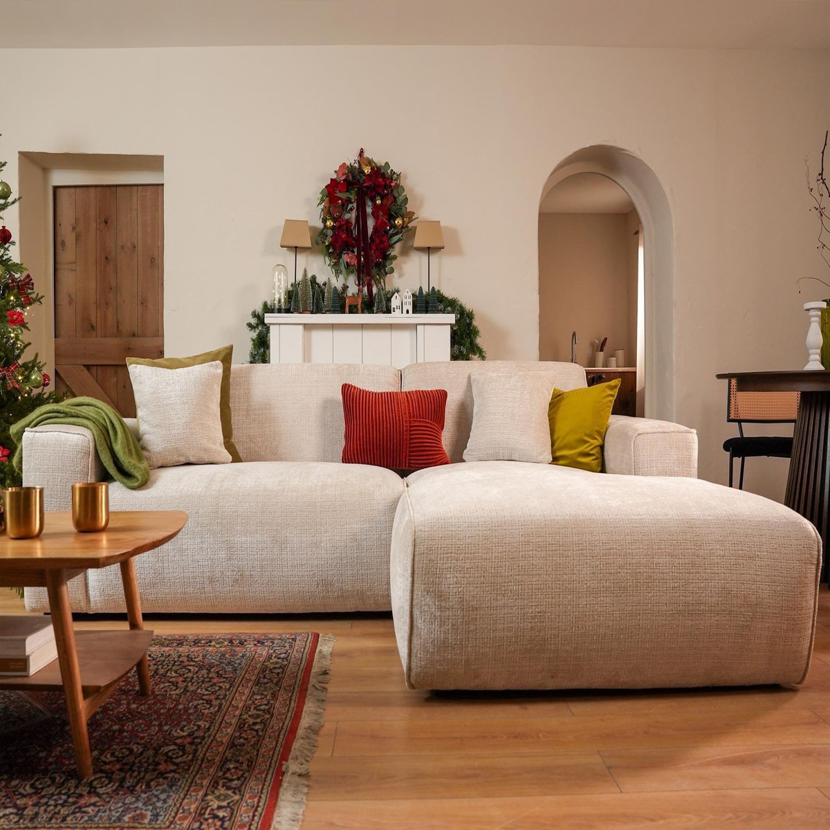 LISA DESIGN Lison - canapé d'angle droit 4 places en velours texturé