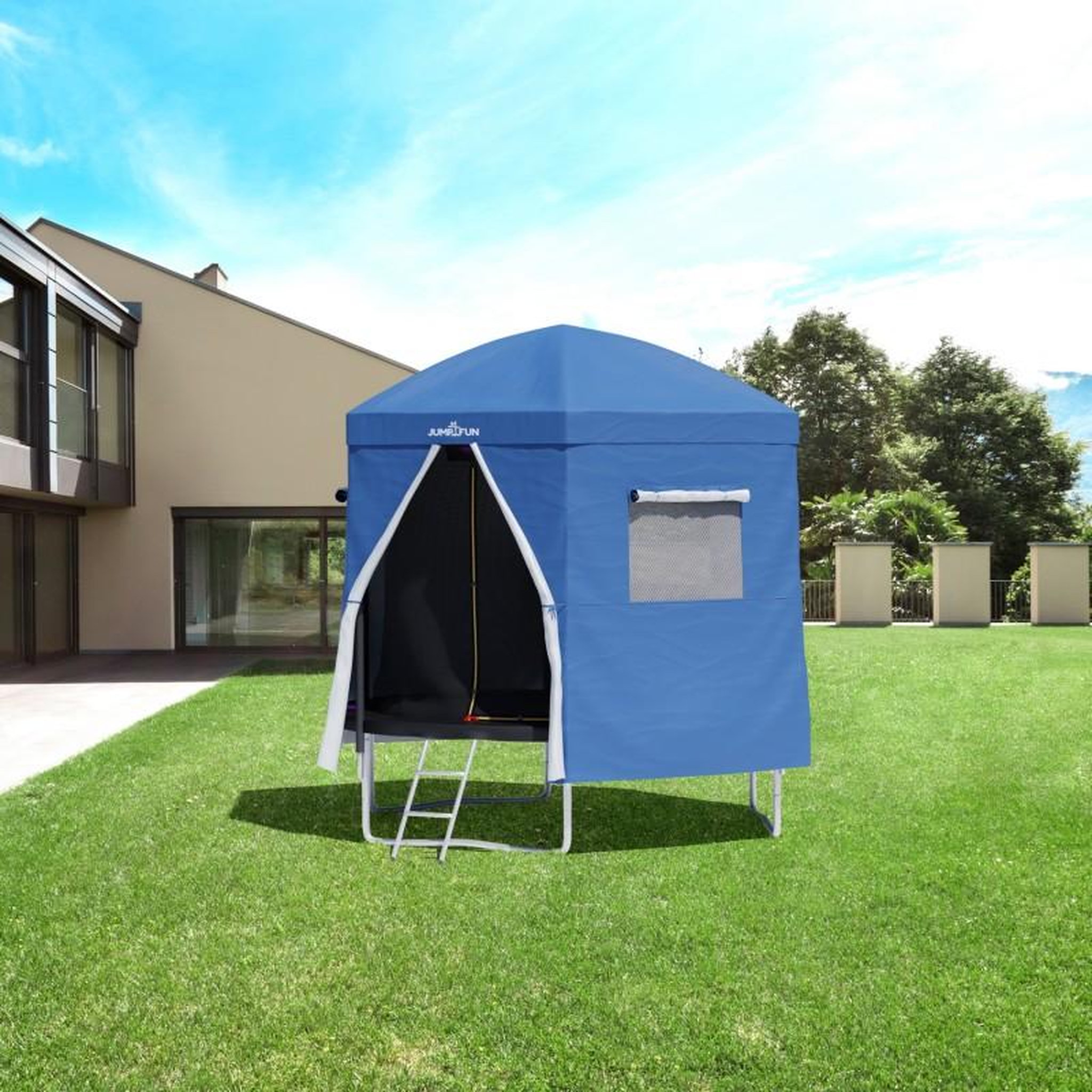 Voir la diapositive 2 : JUMP4FUN Tente cabane pour trampoline 10FT-305cm - Bleu