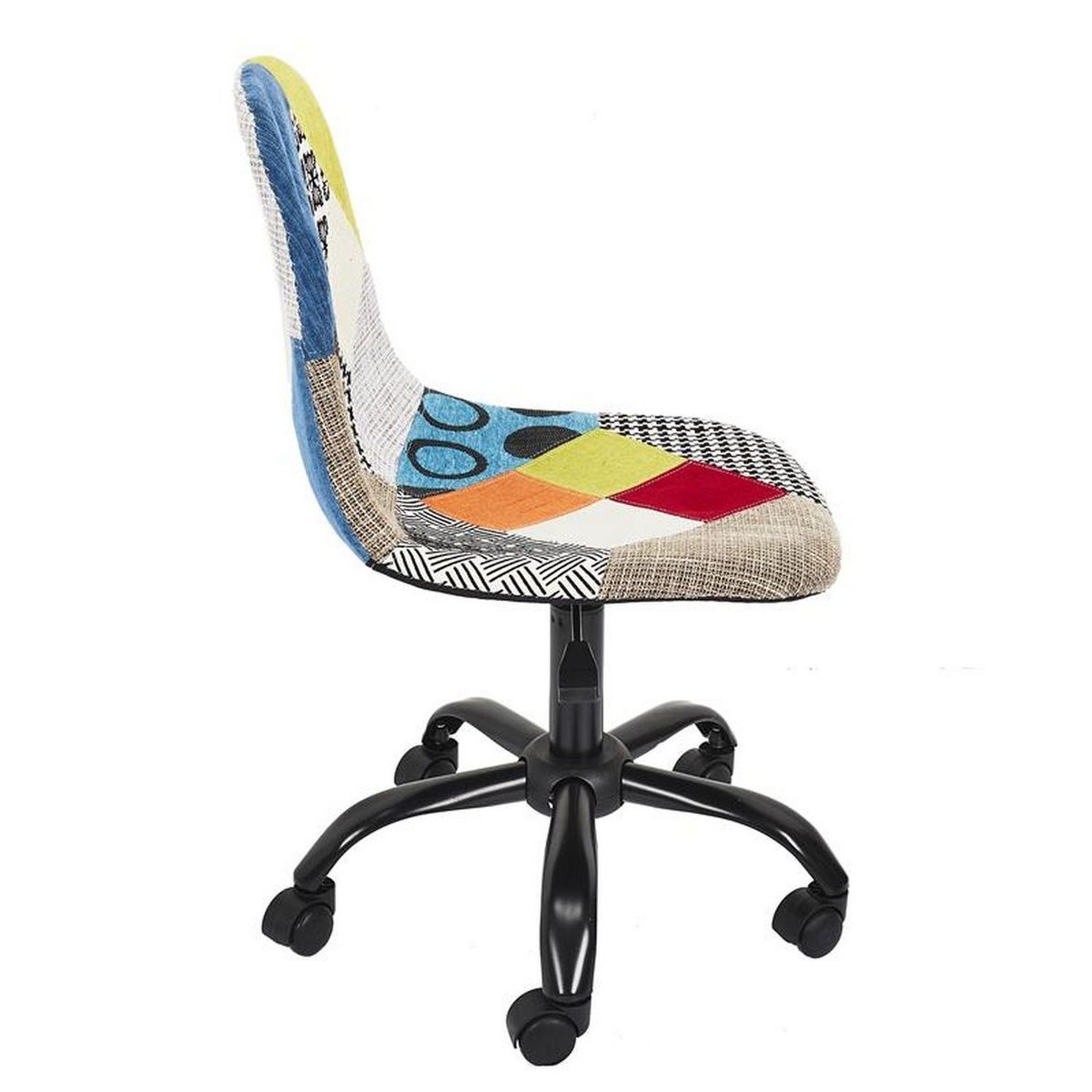 TOILINUX Chaise de bureau Patchwork réglable en hauteur avec 5 roulettes - Multicouleur