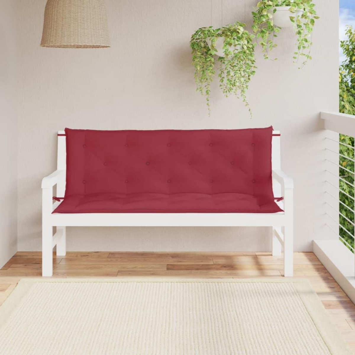 VIDAXL Coussins de banc de jardin lot de 2 rouge bordeaux tissu Oxford