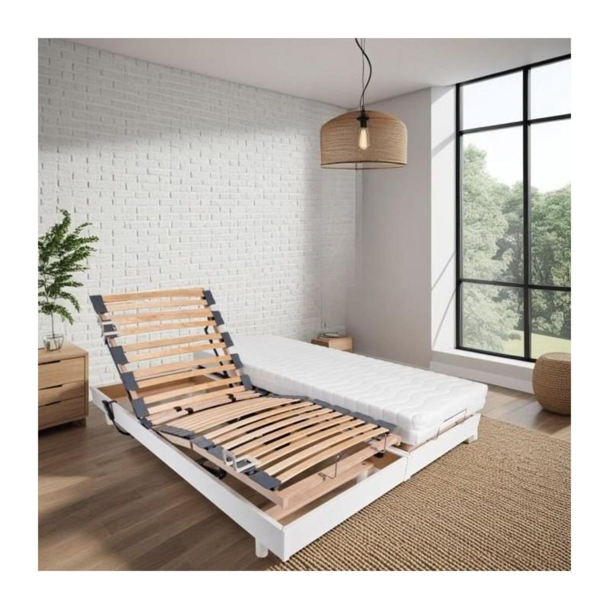 WEBED Ensemble relaxation matelas + sommiers électriques 2x70x190 - Mousse - Ferme - TALCA Fabrication française