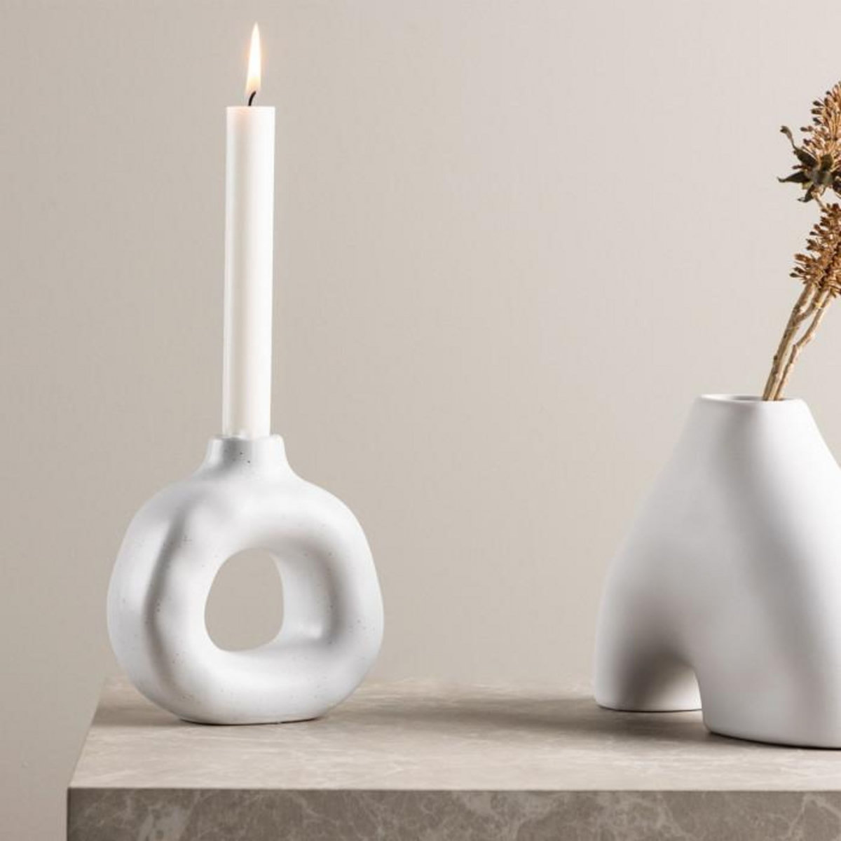 Paris Prix Bougeoir Design en Céramique  Judi  13cm Blanc