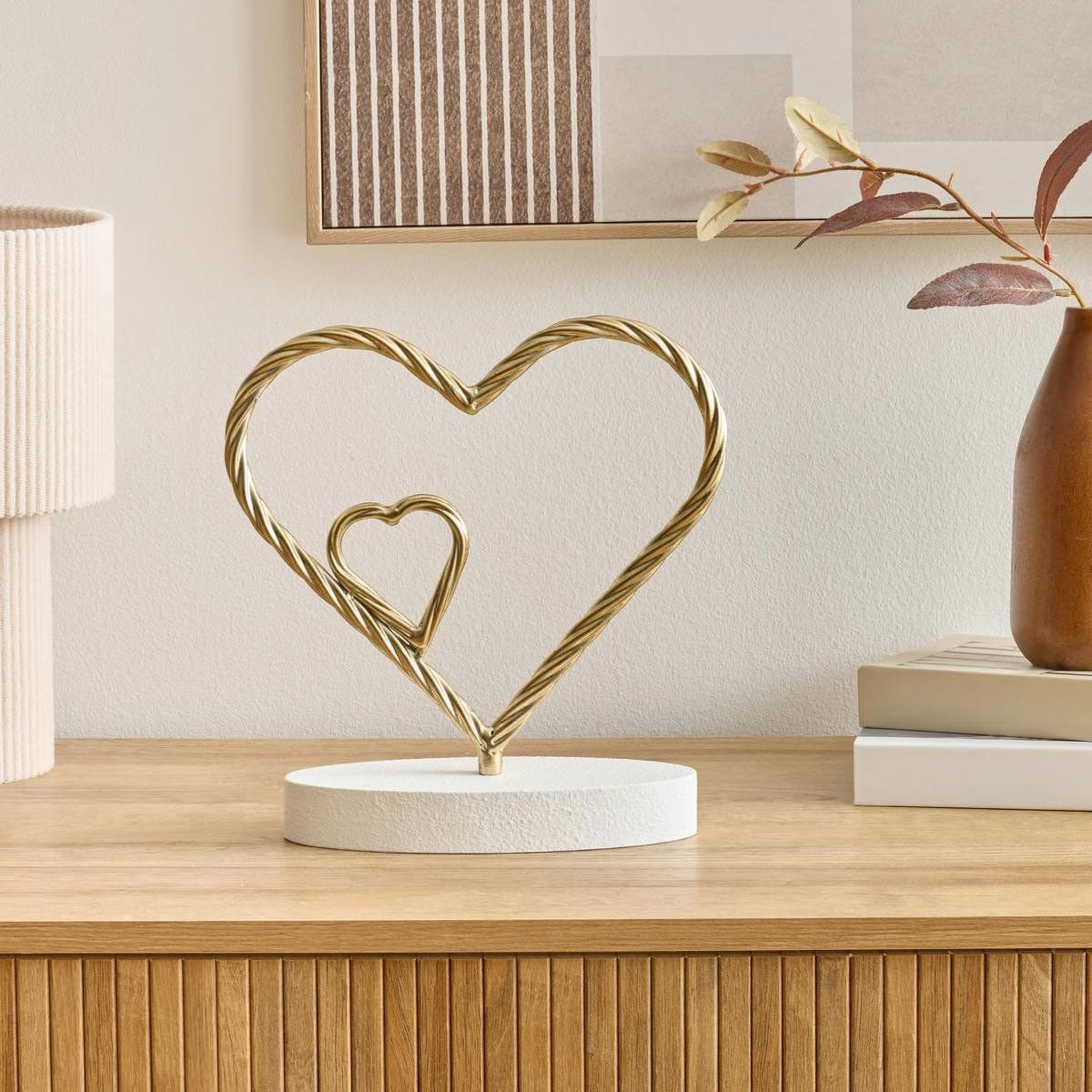 Voir la diapositive 3 : ATMOSPHERA Cœur déco en métal  bao  25cm doré