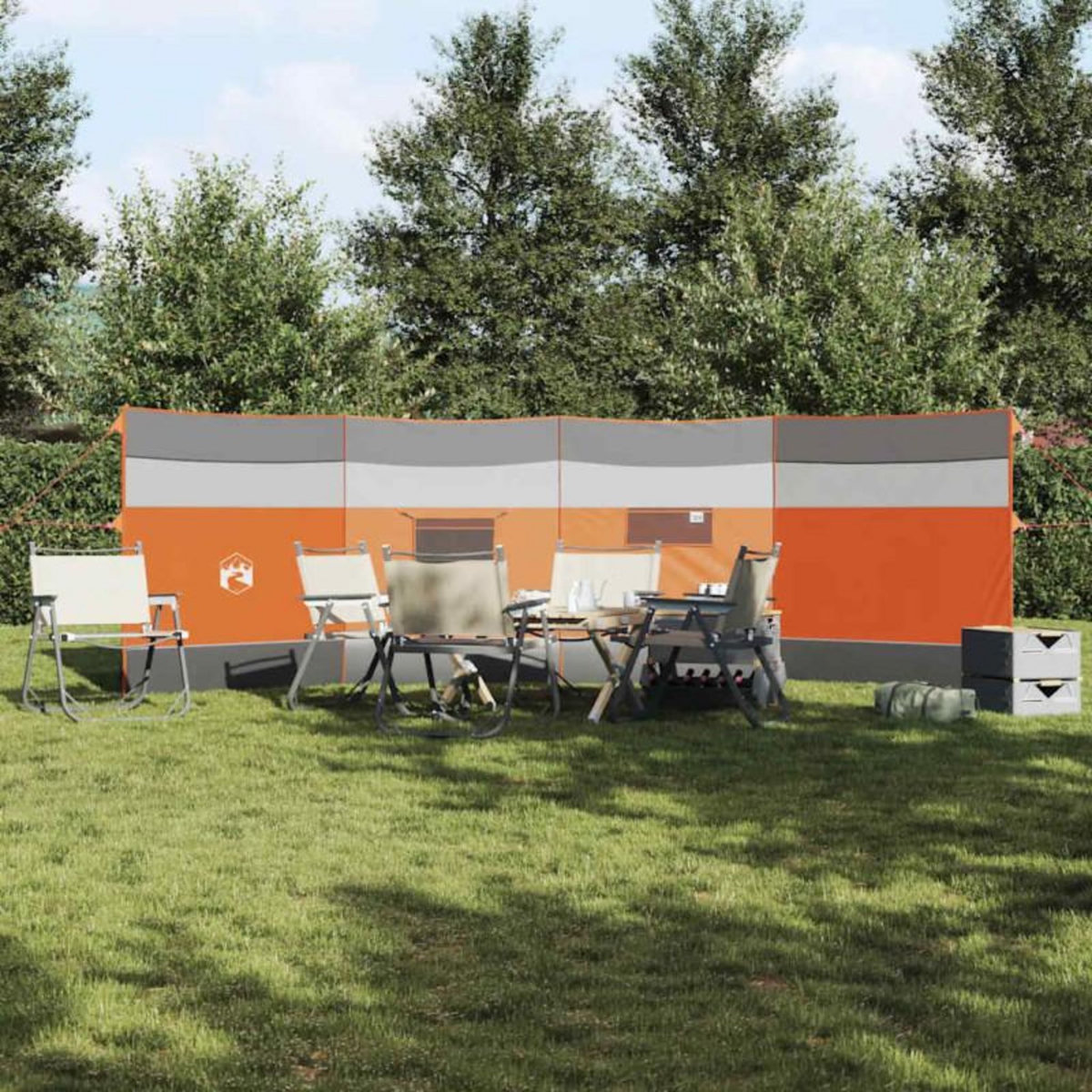 VIDAXL Brise vent de camping gris et orange 510x153 cm imperméable
