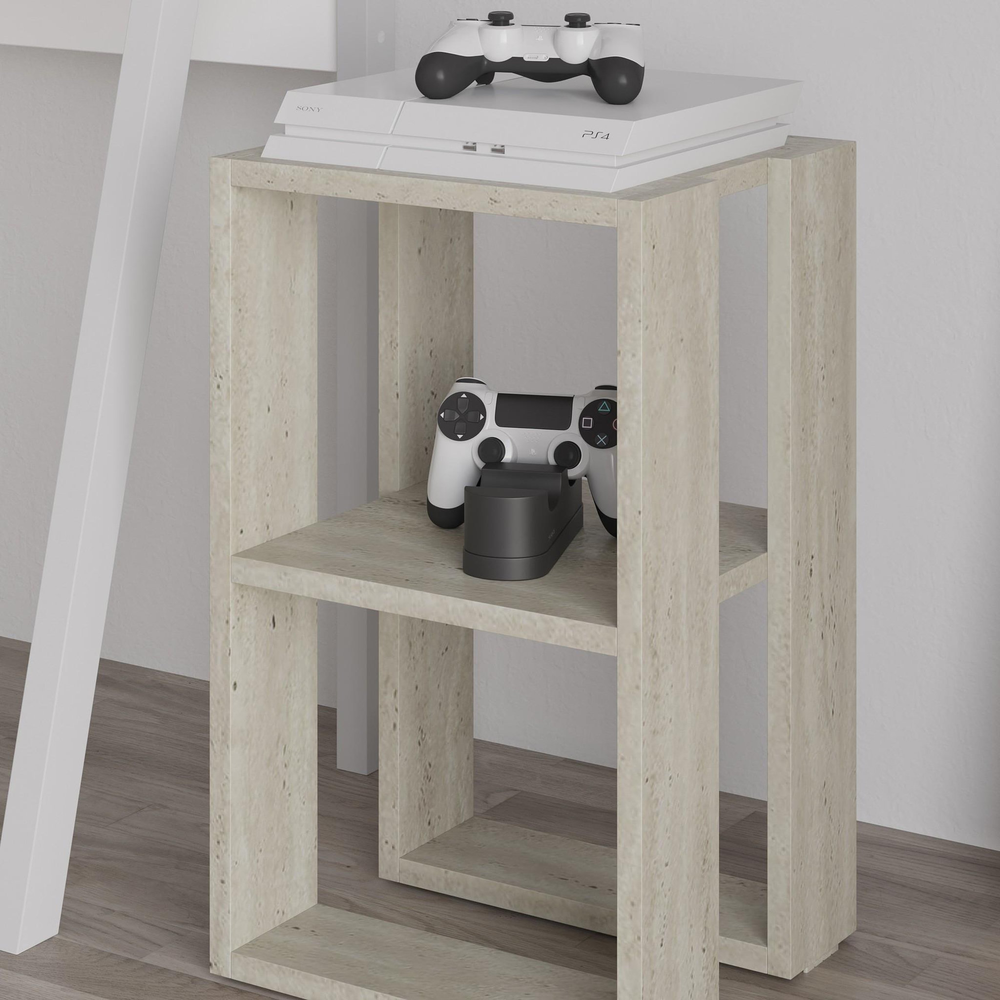 Voir la diapositive 4 : Habitat et Jardin Table de chevet en bois  lonie  30 x 30 x 55 cm - travertin