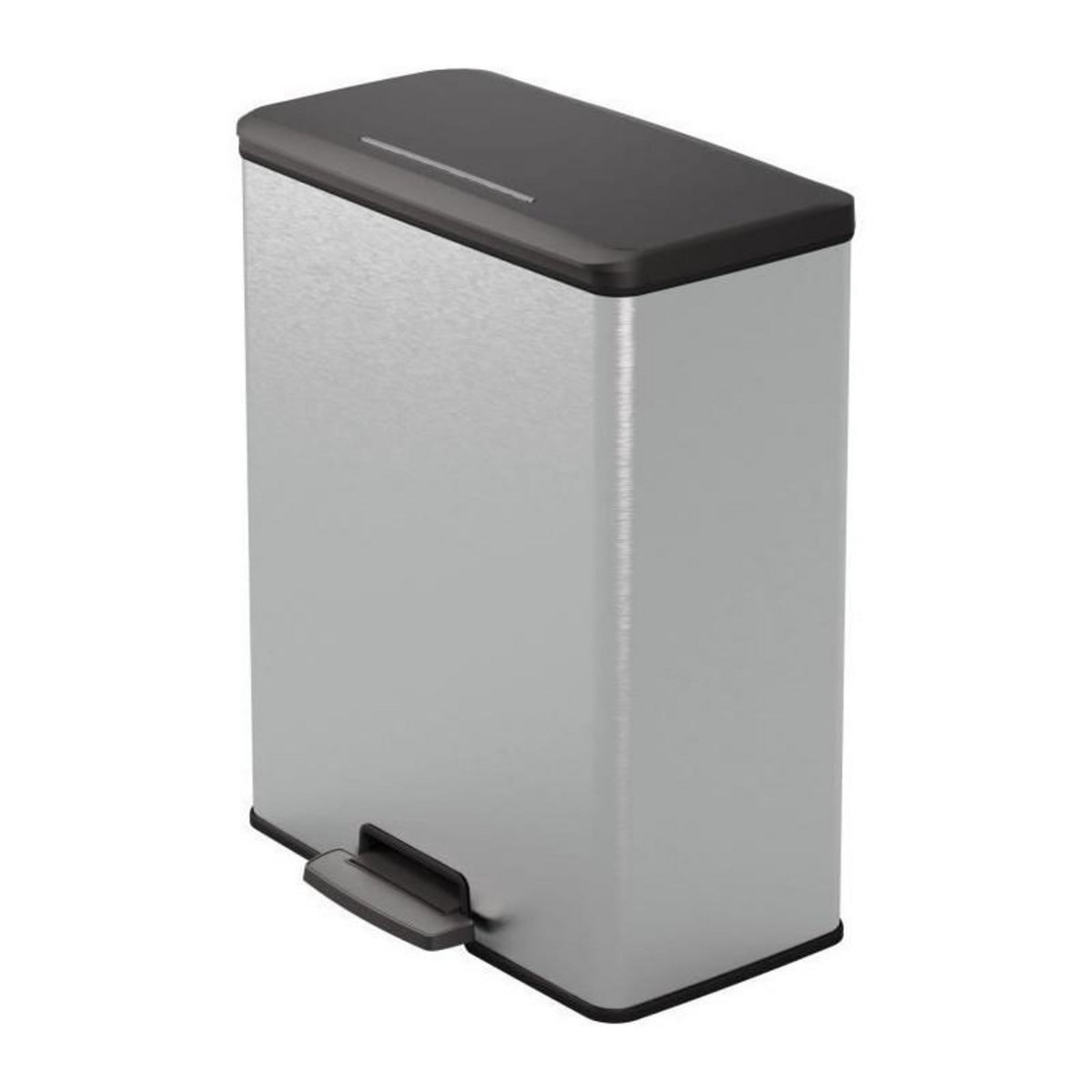 CURVER Poubelle Rectangle - DECO BIN - CURVER - 65L - Design moderne - 49 x 29 x 61 cm - Gris métallisé