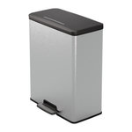 CURVER Poubelle Rectangle - DECO BIN - CURVER - 65L - Design moderne - 49 x 29 x 61 cm - Gris métallisé
