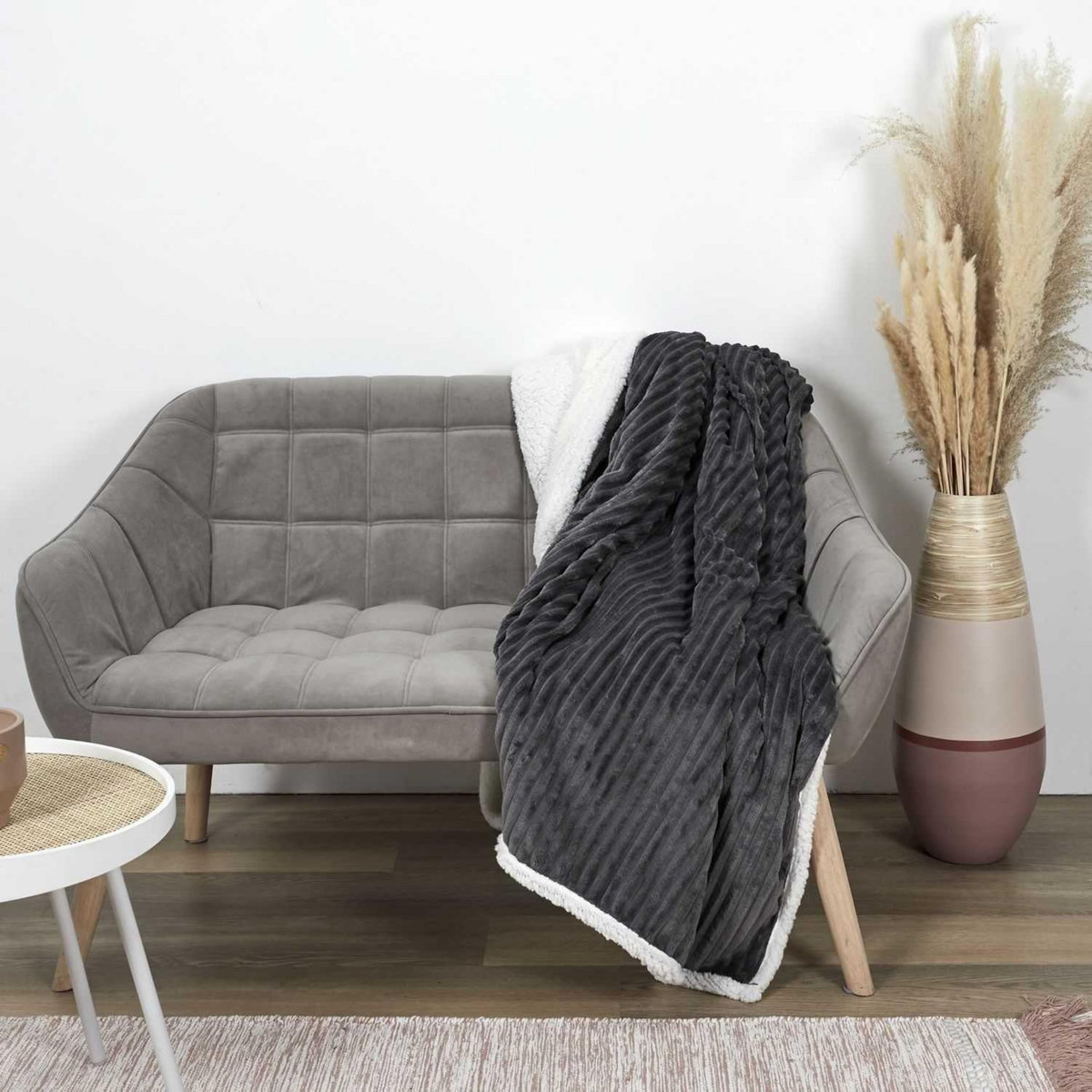 TOILINUX Plaid flanelle côtelé