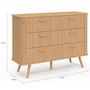 Voir la diapositive 5 : ID MARKET Commode 6 tiroirs ROMIE 110 cm lattes tasseau bois coloris chêne