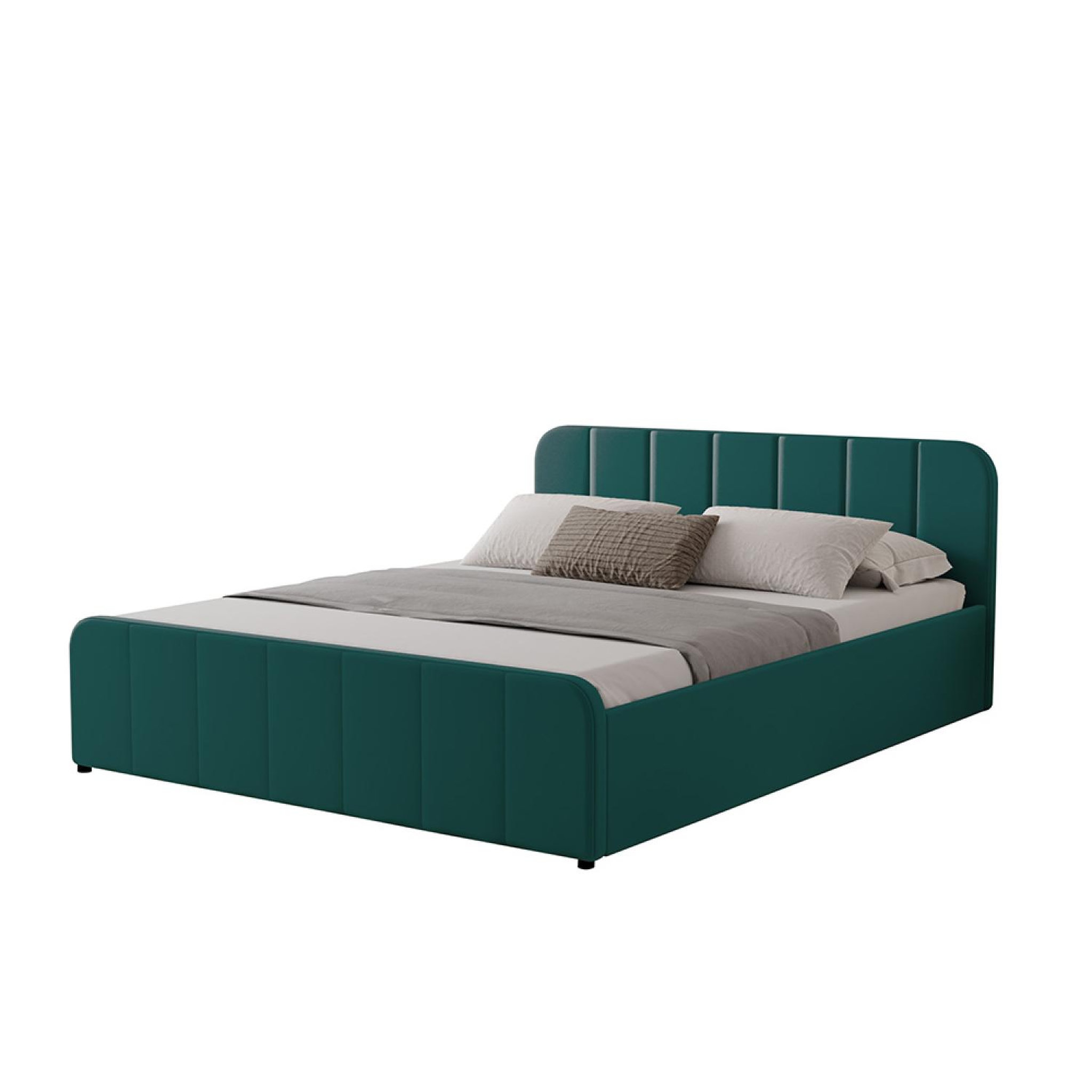 CONCEPT USINE Lit avec coffre de rangement 160x200cm en velours vert tampa