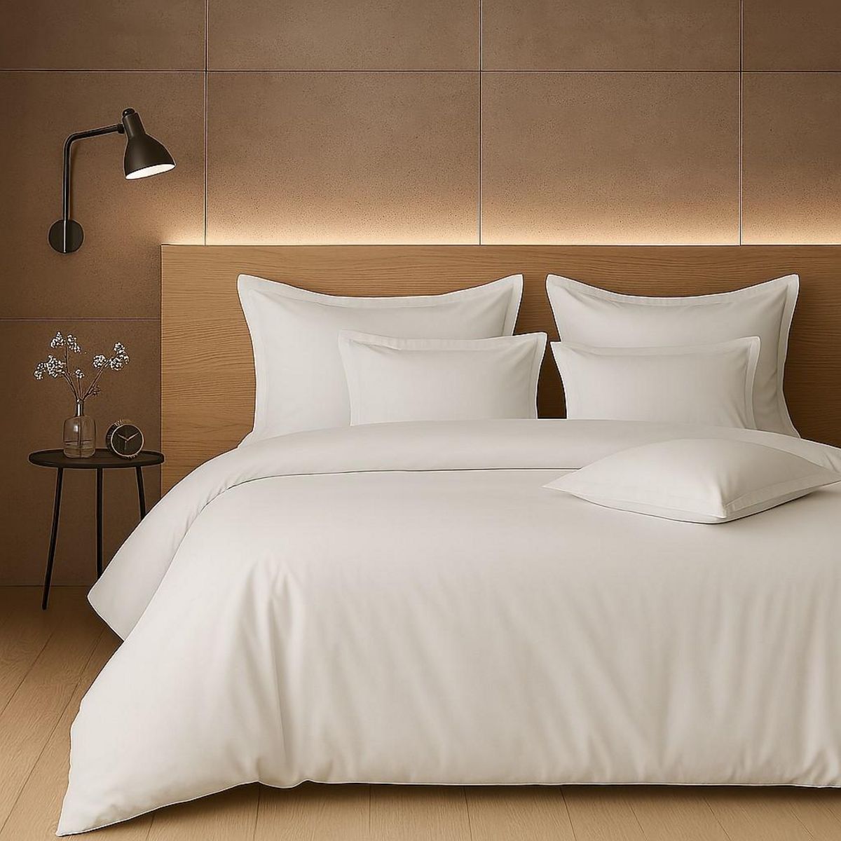 Home collection Parure housse de couette 2 pers 200x200 percale de coton - percale blanc