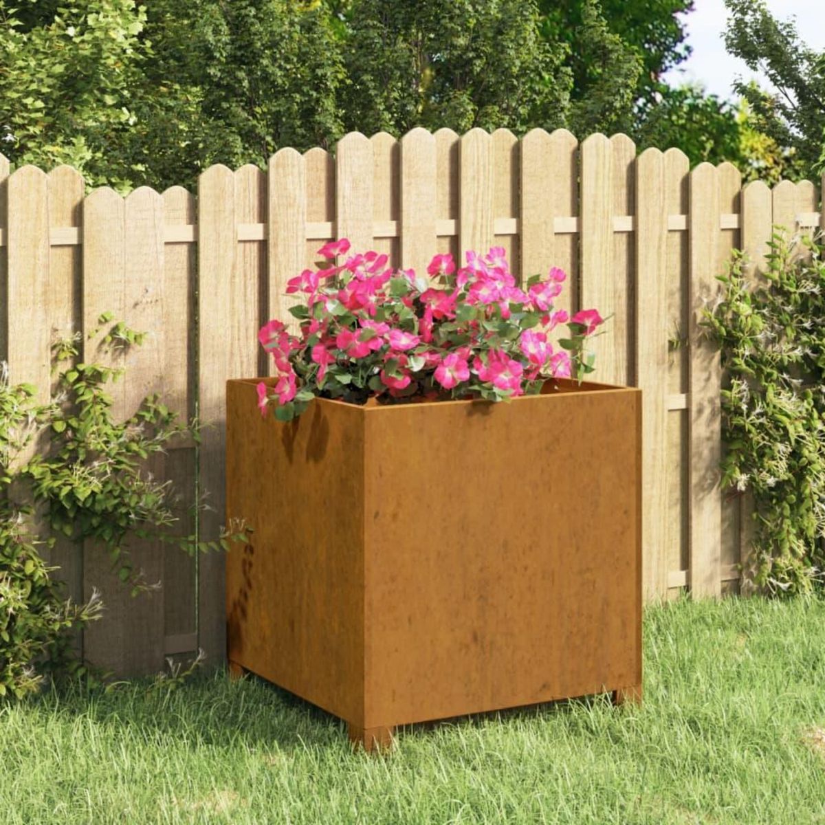 VIDAXL Jardiniere avec pieds Rouille 42x40x43 cm Acier corten