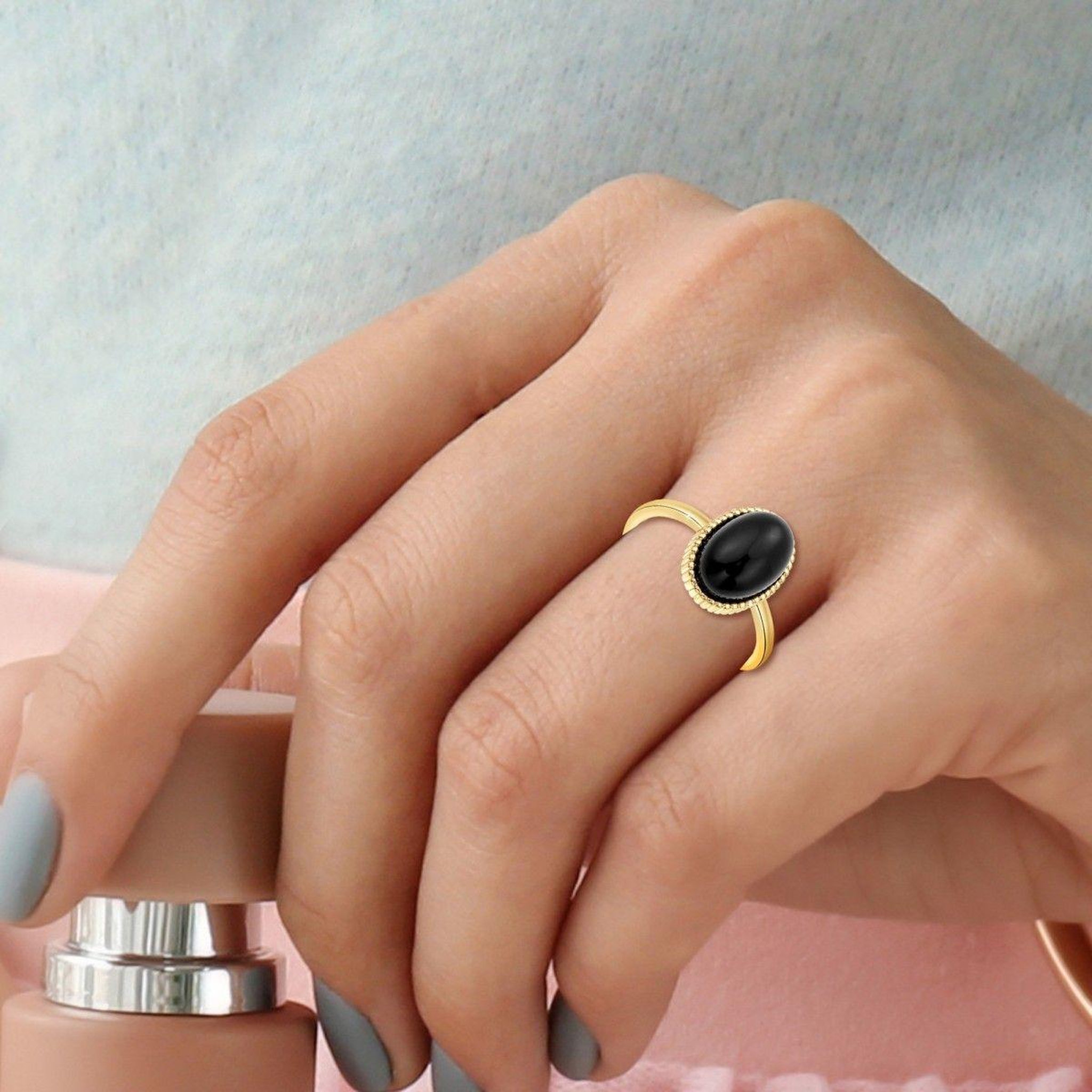 Voir la diapositive 2 : SC BOHEME Bague ajustable SC Bohème ornée d'un onyx noir