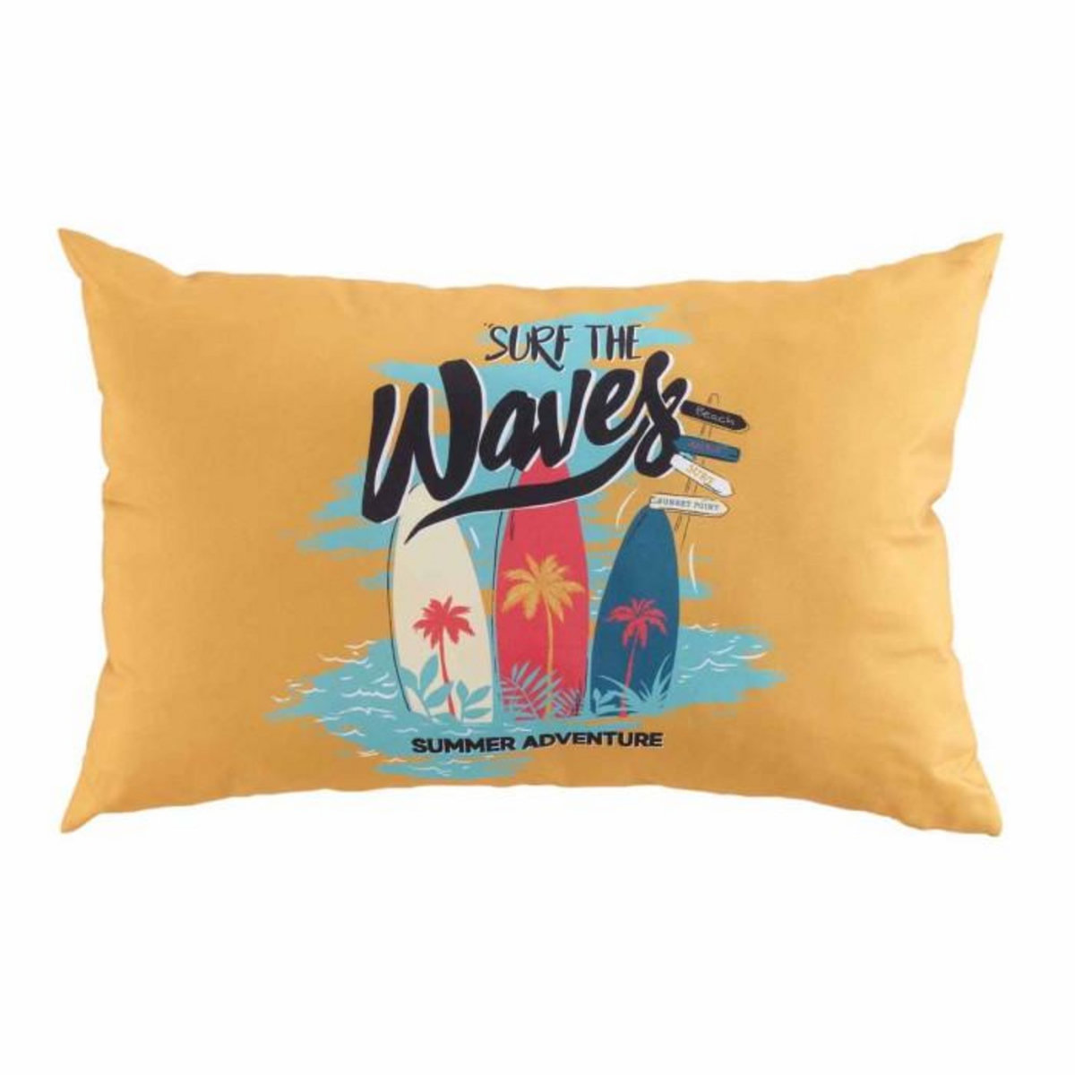 Paris Prix Coussin Déco Imprimé  Surfing  40x60cm Jaune