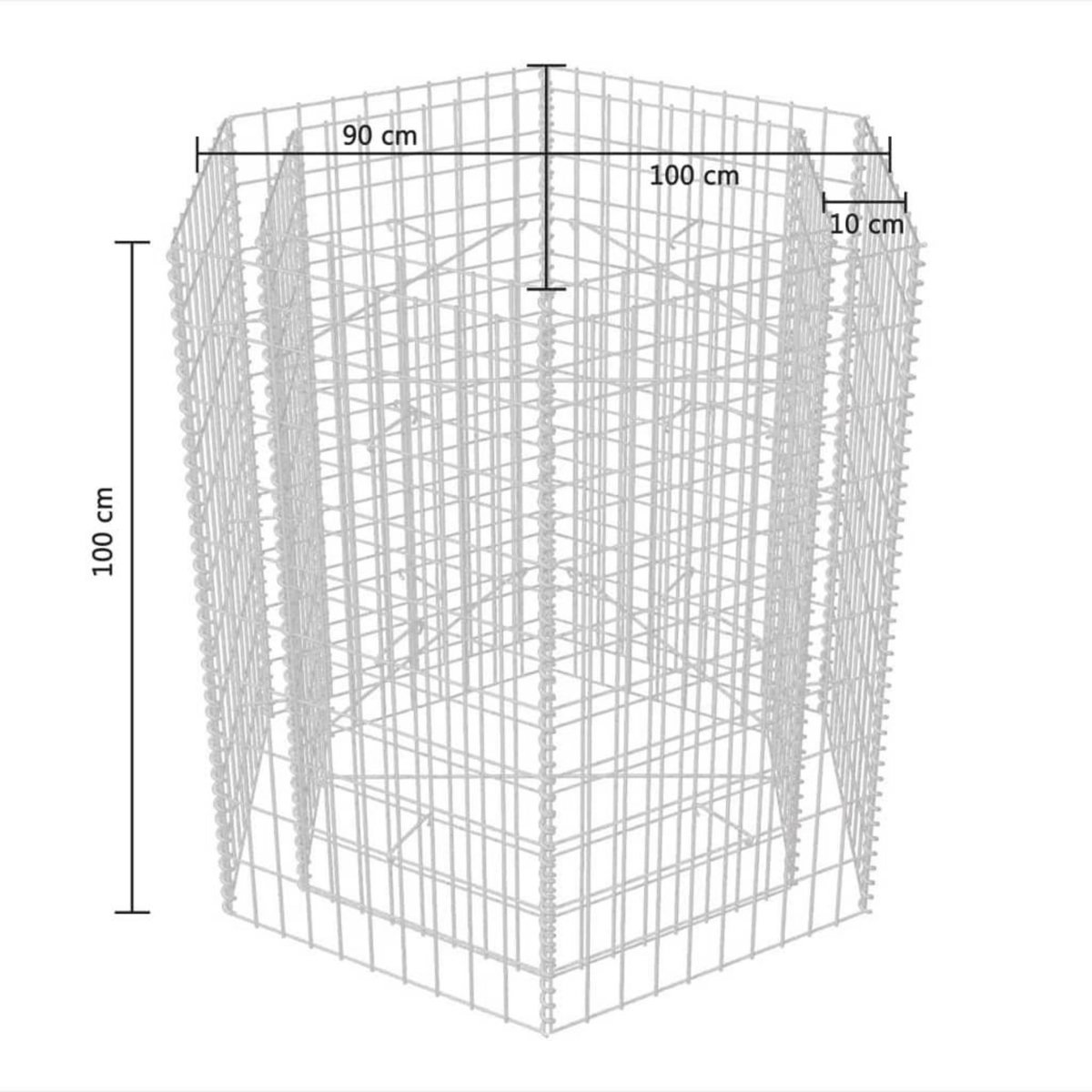 VIDAXL Lit sureleve a gabion hexagonale 100x90x100 cm
