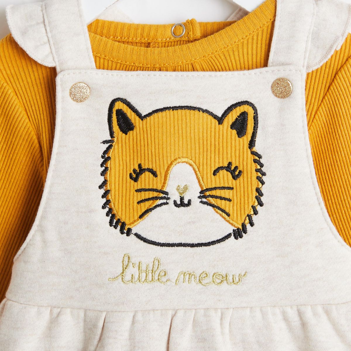 INEXTENSO Ensemble de naissance robe salopette chat + body manches longues bébé fille