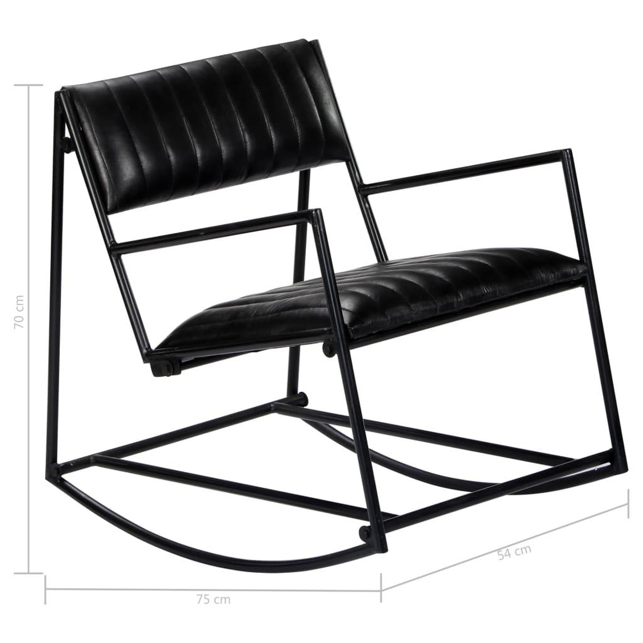 Voir la diapositive 6 : VIDAXL Chaise a bascule Noir Cuir veritable