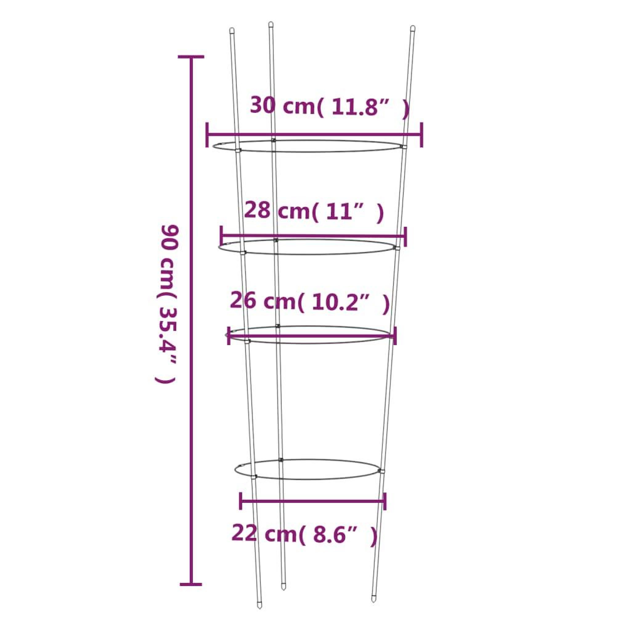 Voir la diapositive 6 : VIDAXL Supports pour plantes de jardin 4 anneaux 5pcs Vert 90 cm Acier
