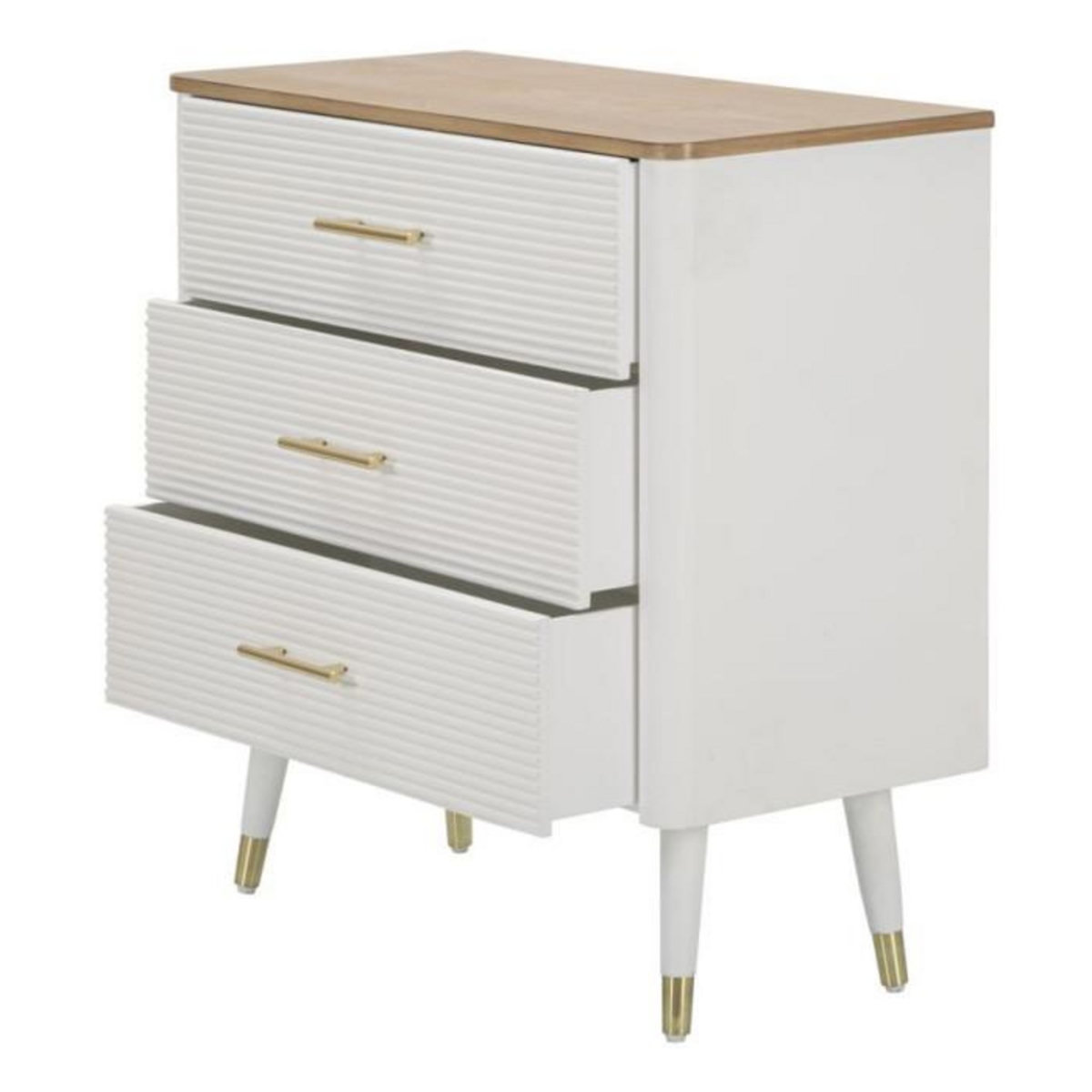 Paris Prix Commode 3 Tiroirs en Bois  Matera  80cm Blanc & Naturel