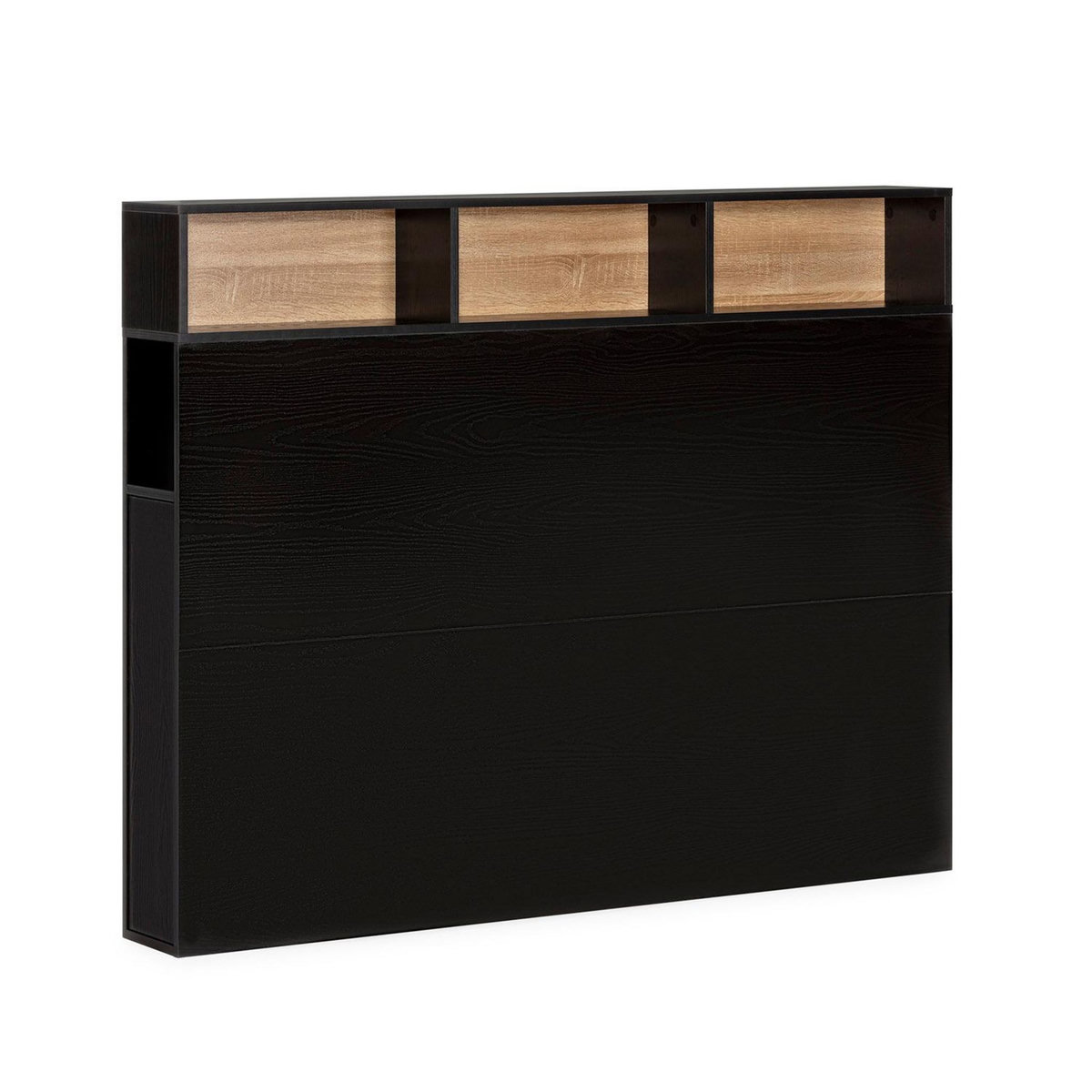 VS VENTA-STOCK Tête de lit Zeus 165 cm avec rangements noirs, 2 portes 9 trous
