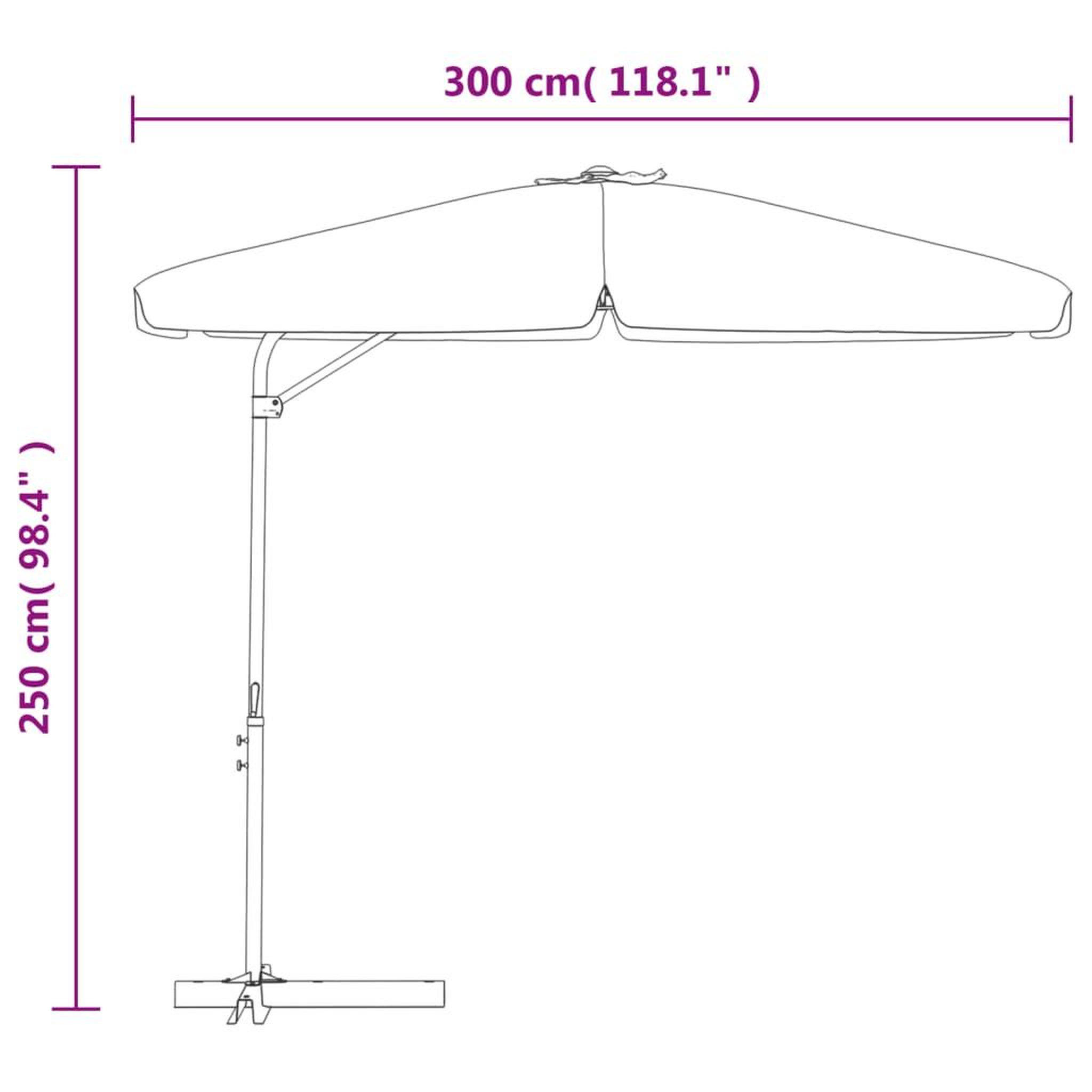 Voir la diapositive 6 : VIDAXL Parasol d'exterieur avec mat en acier 300 cm blanc sable