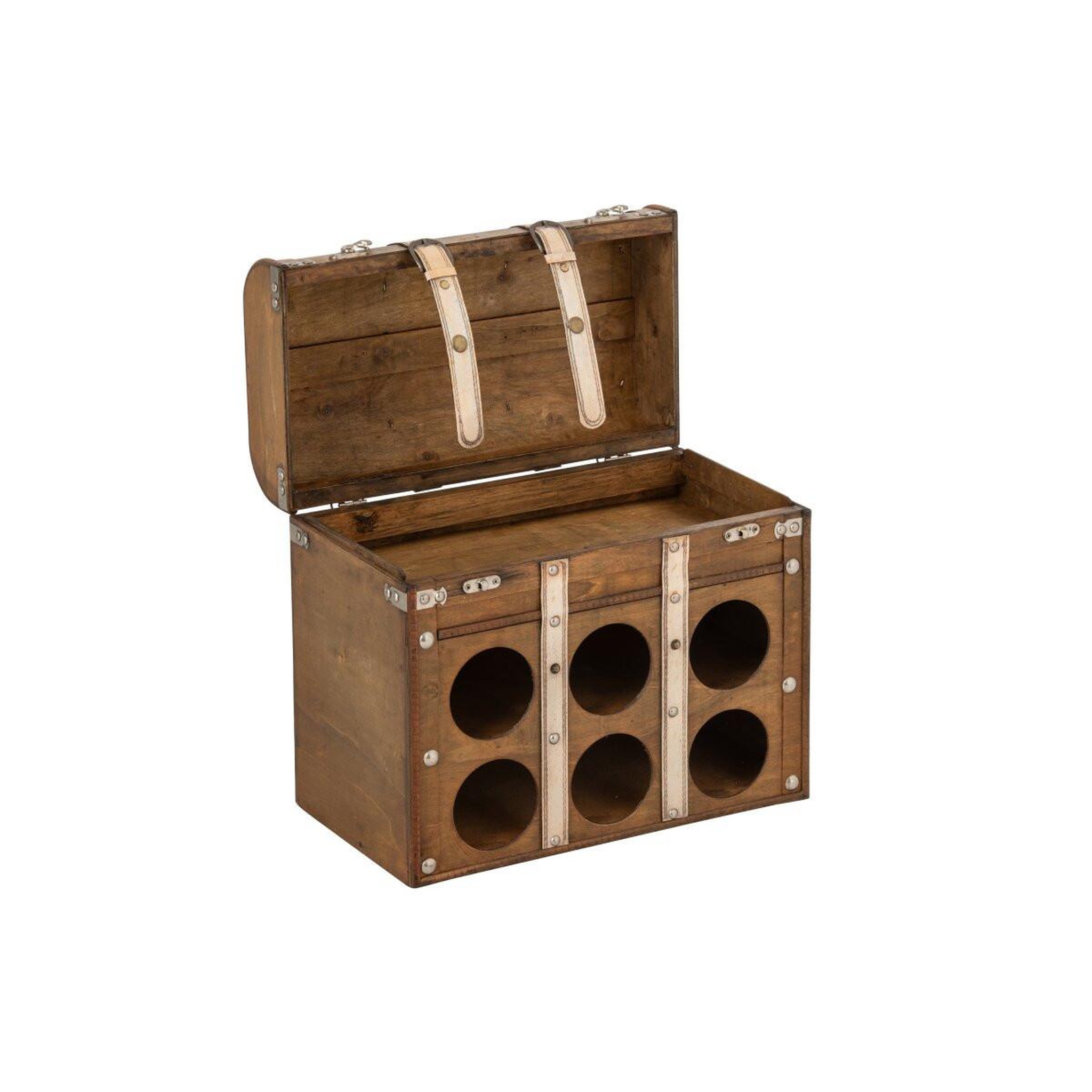 Voir la diapositive 2 : J-LINE Porte-bouteilles malle  aubin  42cm marron