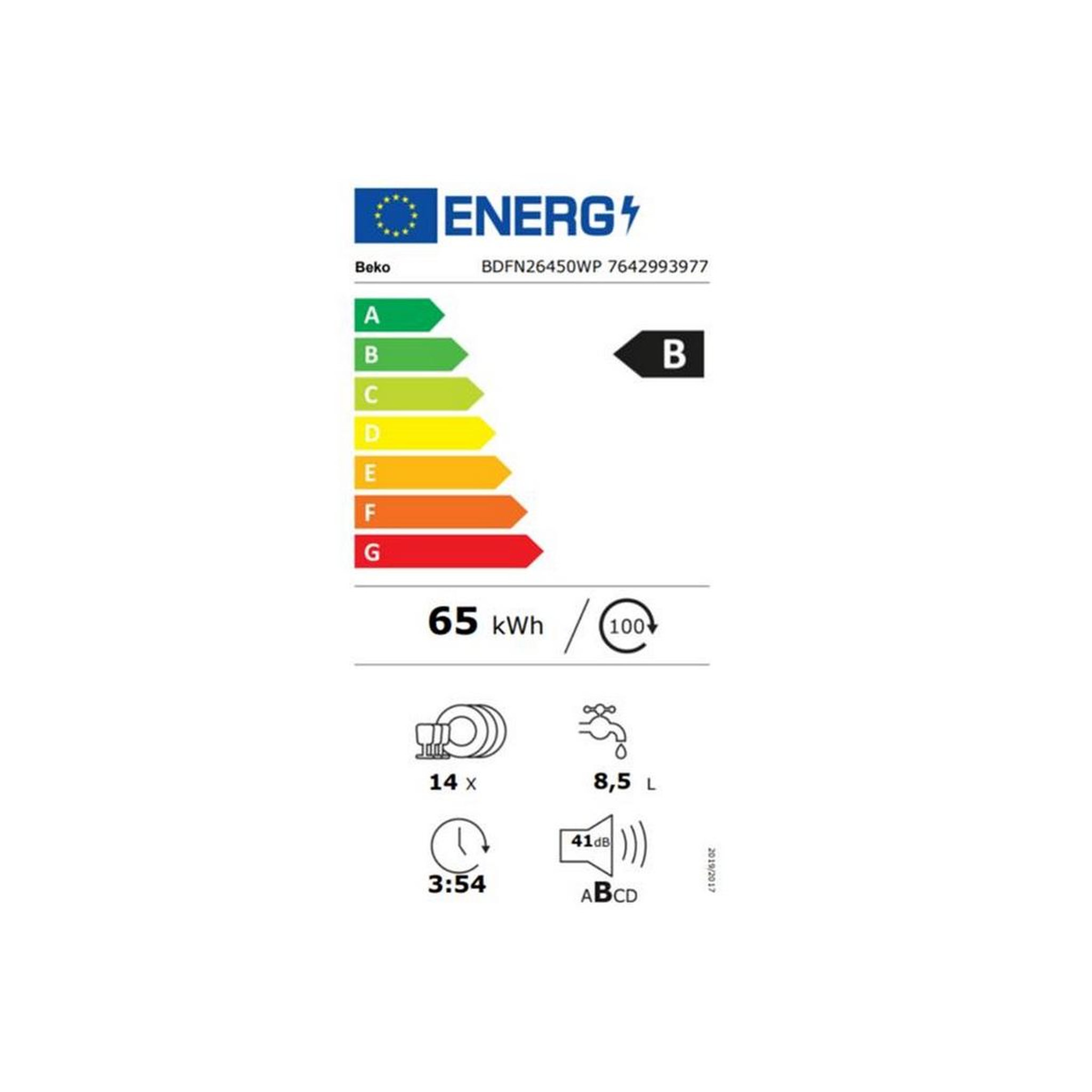 Voir la diapositive 2 : Beko Lave-vaisselle 60cm 14 couverts 41db blanc - bdfn26450wp