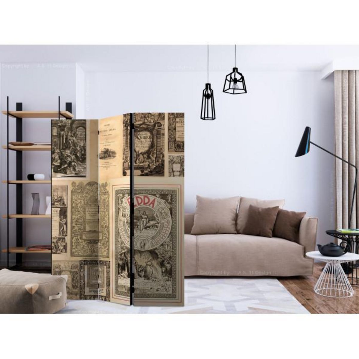 Paris Prix Paravent 3 Volets  Vintage Books  135x172cm