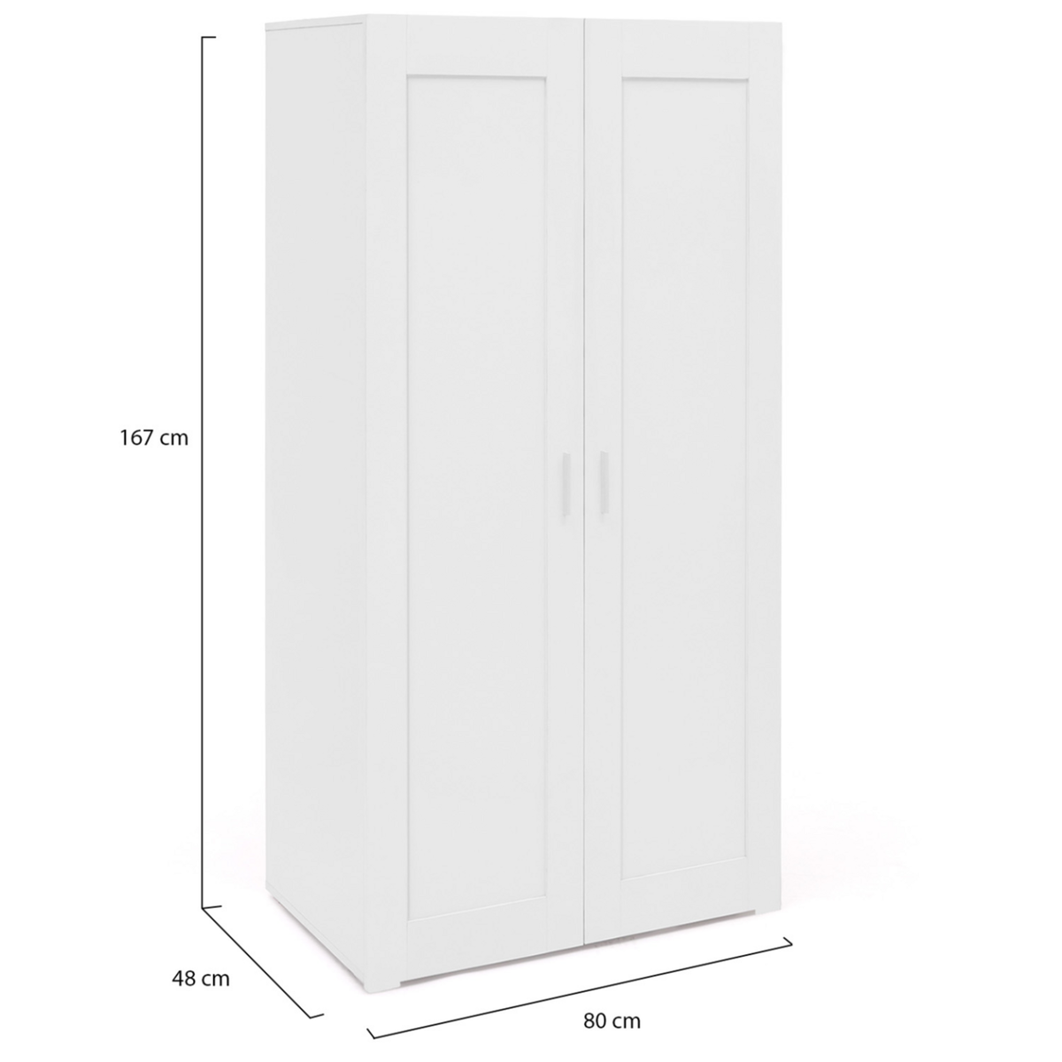 ID MARKET Armoire 2 portes VITO blanc penderie 80 cm avec étagères rangement maxi capacité
