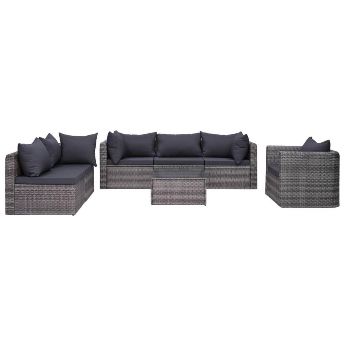 VIDAXL Salon de jardin 7 pcs et coussins et oreillers Resine tressee