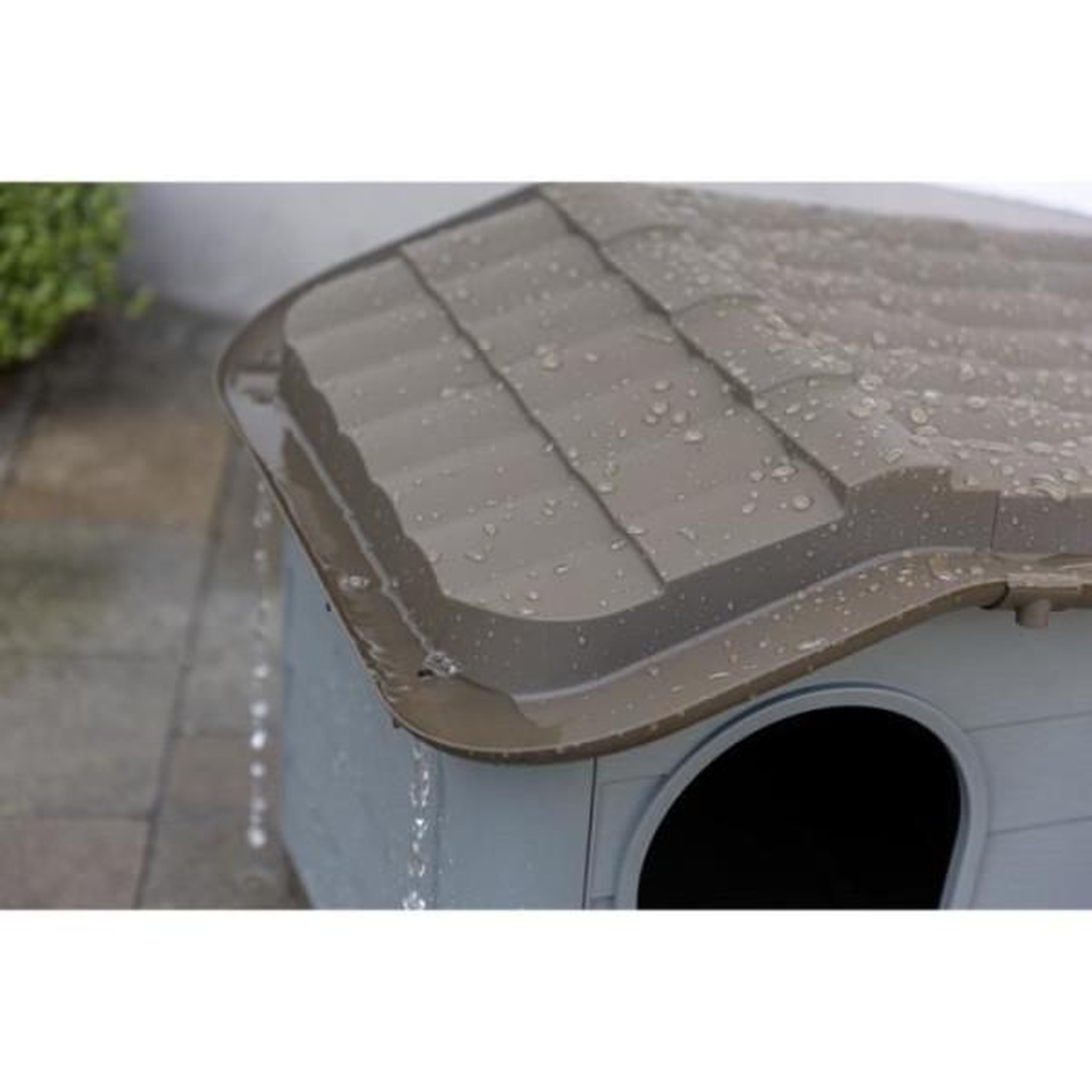 Voir la diapositive 2 : KERBL KERBL - Maison extérieure pour chats - 60 x 51 x 41 cm - Gris et marron - Plastique