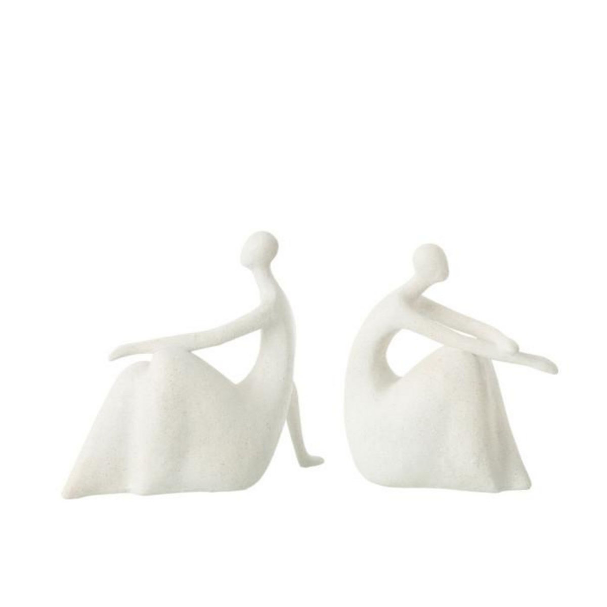Paris Prix Lot de 2 Statuettes Femmes Assises  Moderne  25cm Blanc