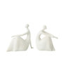 Voir la diapositive 2 : Paris Prix Lot de 2 Statuettes Femmes Assises  Moderne  25cm Blanc