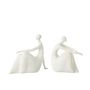 Voir la diapositive 2 : Paris Prix Lot de 2 Statuettes Femmes Assises  Moderne  25cm Blanc