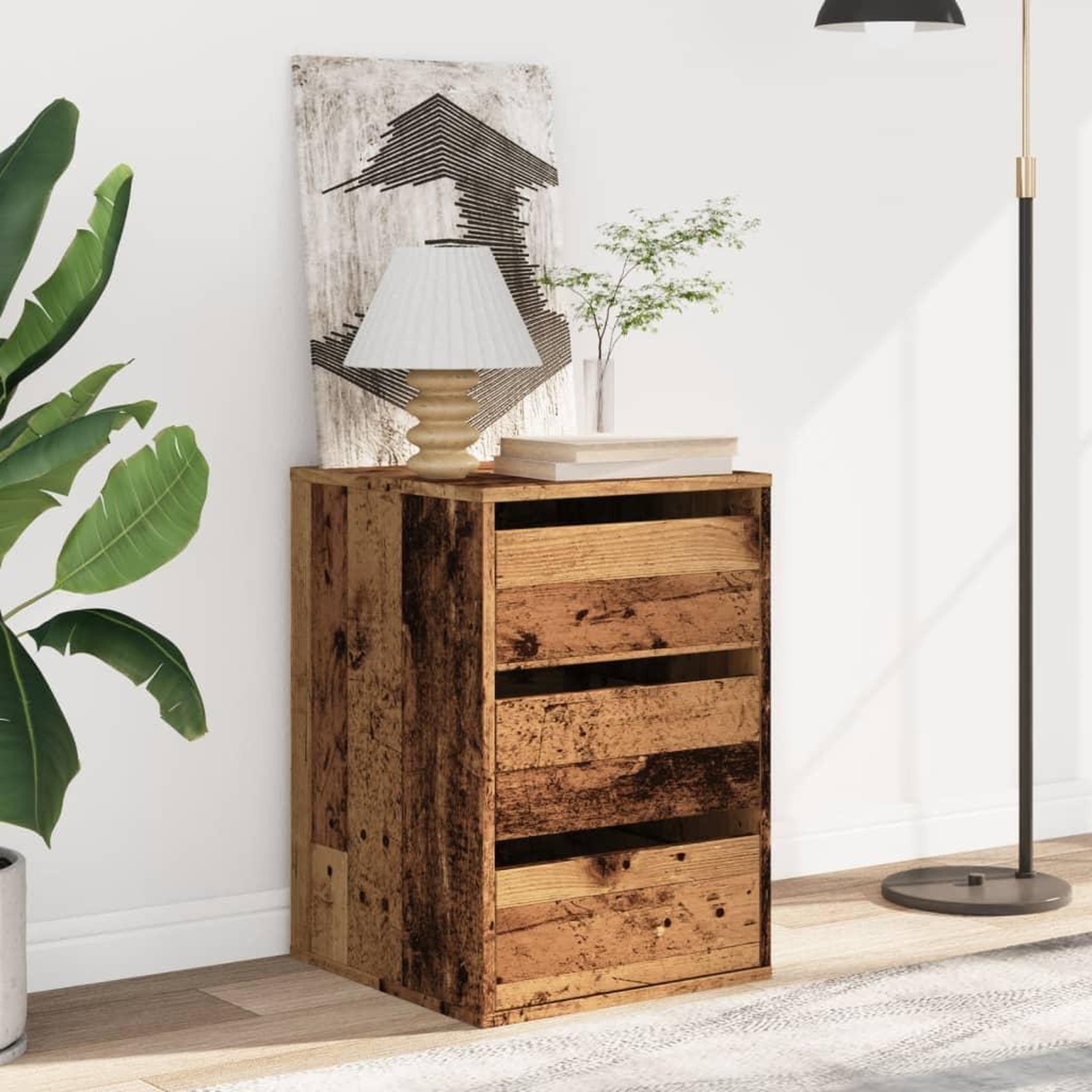 Voir la diapositive 3 : VIDAXL Commode d'angle vieux bois 40x41x58 cm bois d'ingenierie