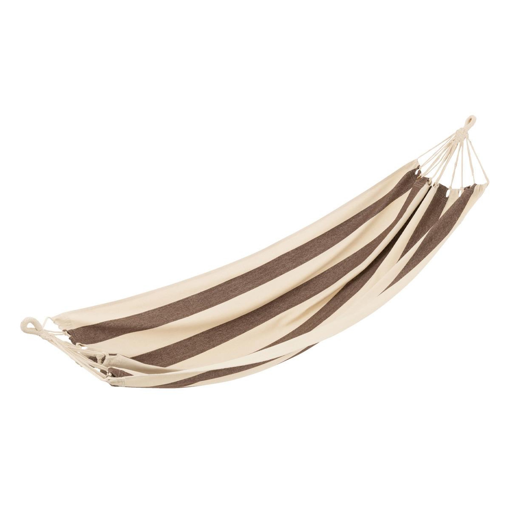 J-LINE Hamac en tissu  grandes rayures  200cm marron
