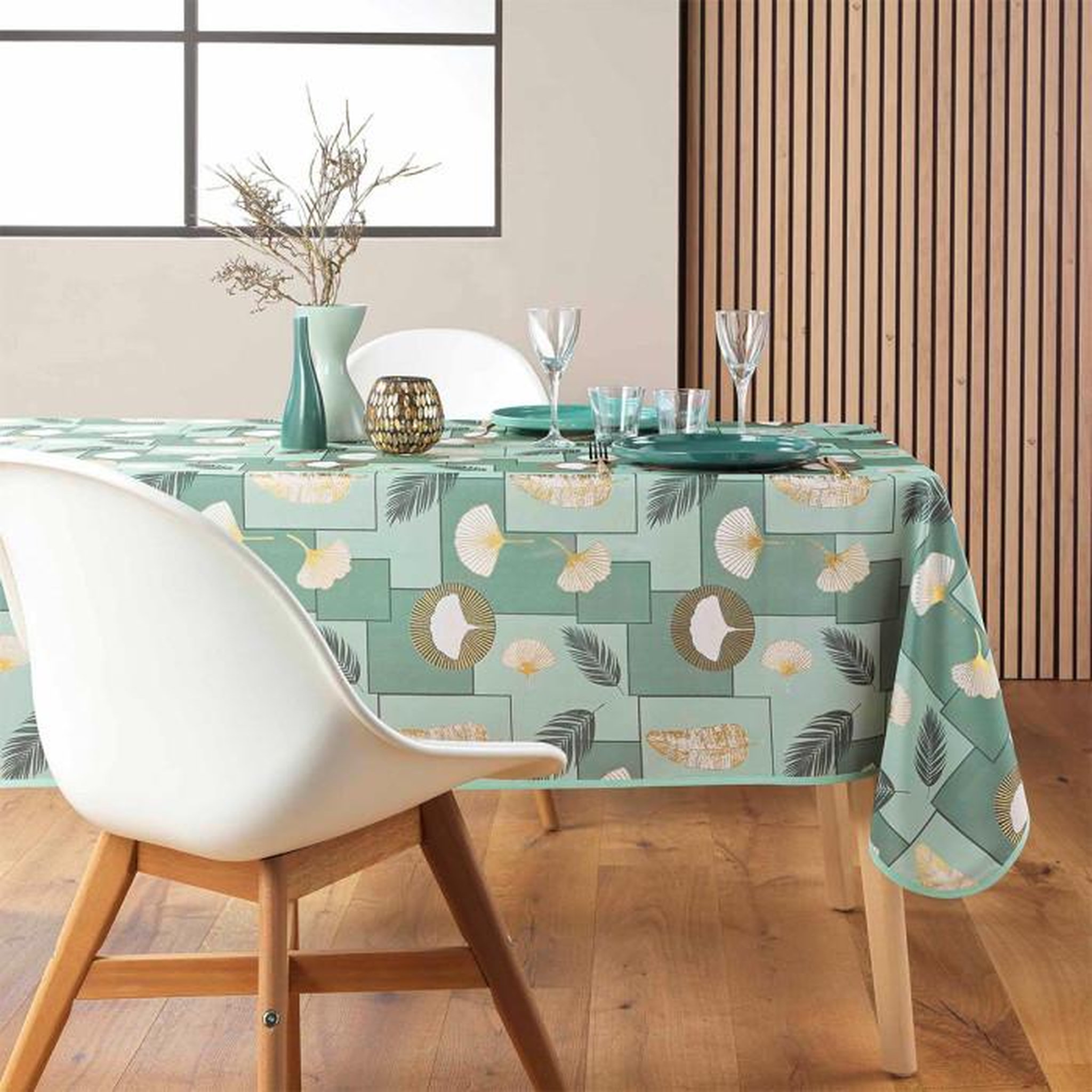 Voir la diapositive 5 : Douceur d'Intérieur Nappe antitache imprimé  natane  145x240cm sauge