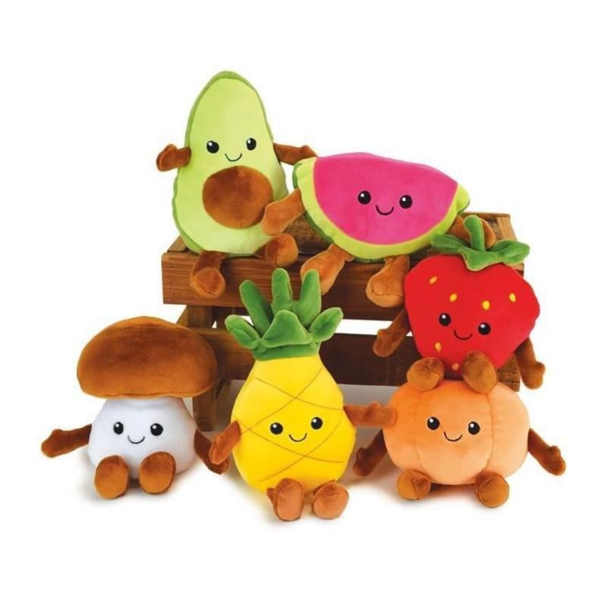 JEMINI JEMINI Fruity 's cagette de 6 peluches toutes douces fruits et légumes +/- 17 cm