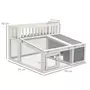 PAWHUT Clapier cage lapin design - espace déco, niche, enclos, nombreuses portes - bois gris blanc