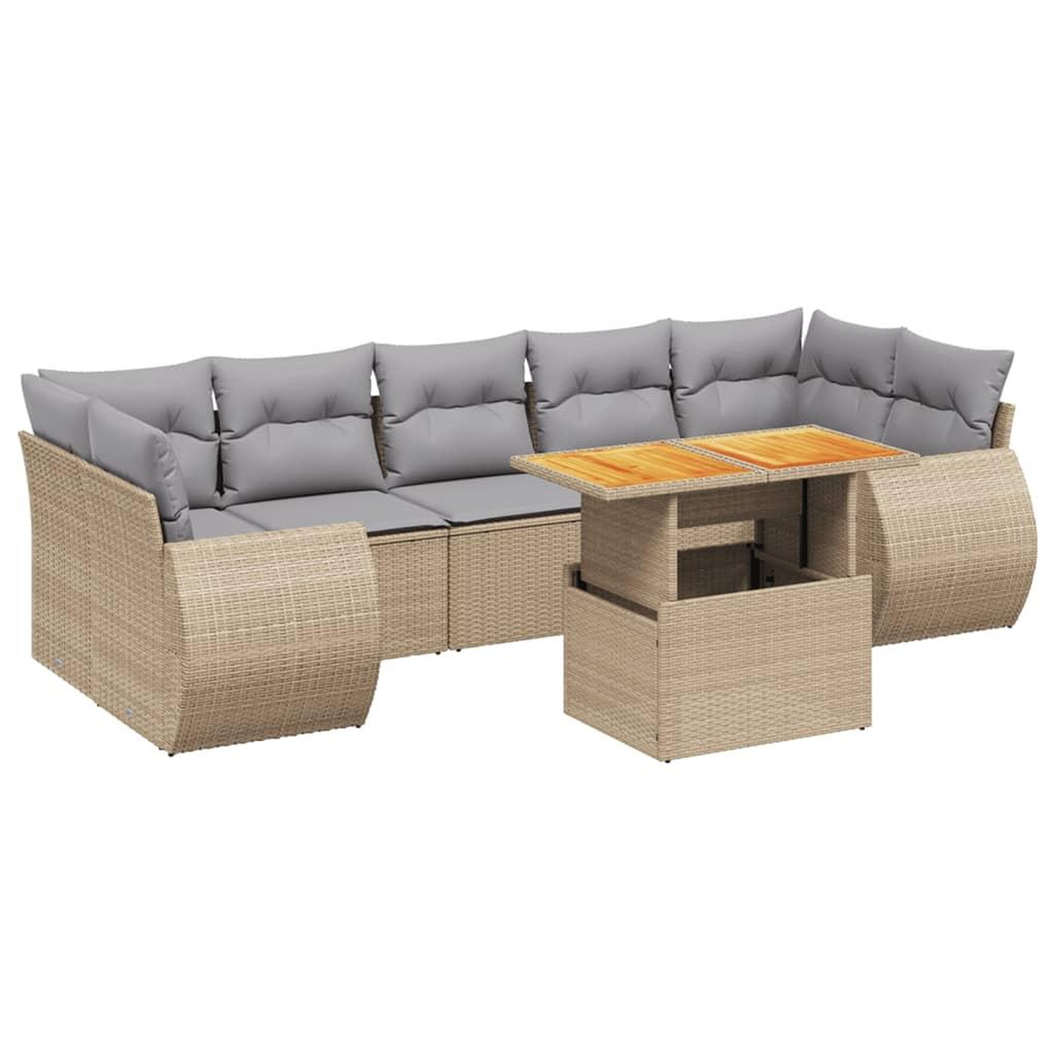 Voir la diapositive 2 : VIDAXL Salon de jardin avec coussins 8 pcs beige resine tressee